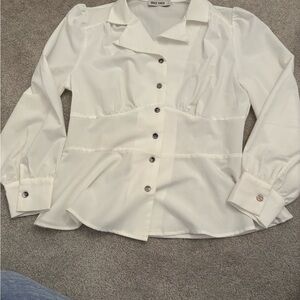 Grace Karin Women's Cream Button-Down Shirt